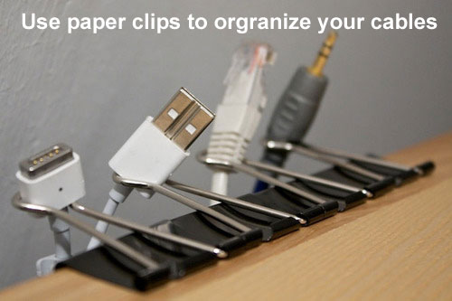 PaperClipsToOrganizeCables