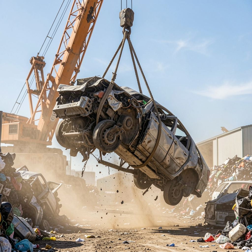 magnific_a-crushed-scrap-car-being_ovhiJFF829 scrap car removal