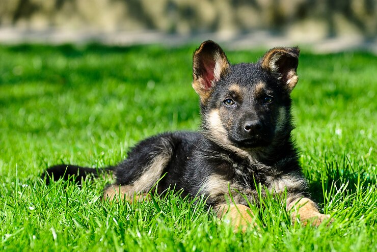shepherd-puppy-lie-green-grass_290431-368 German Shepherd puppy